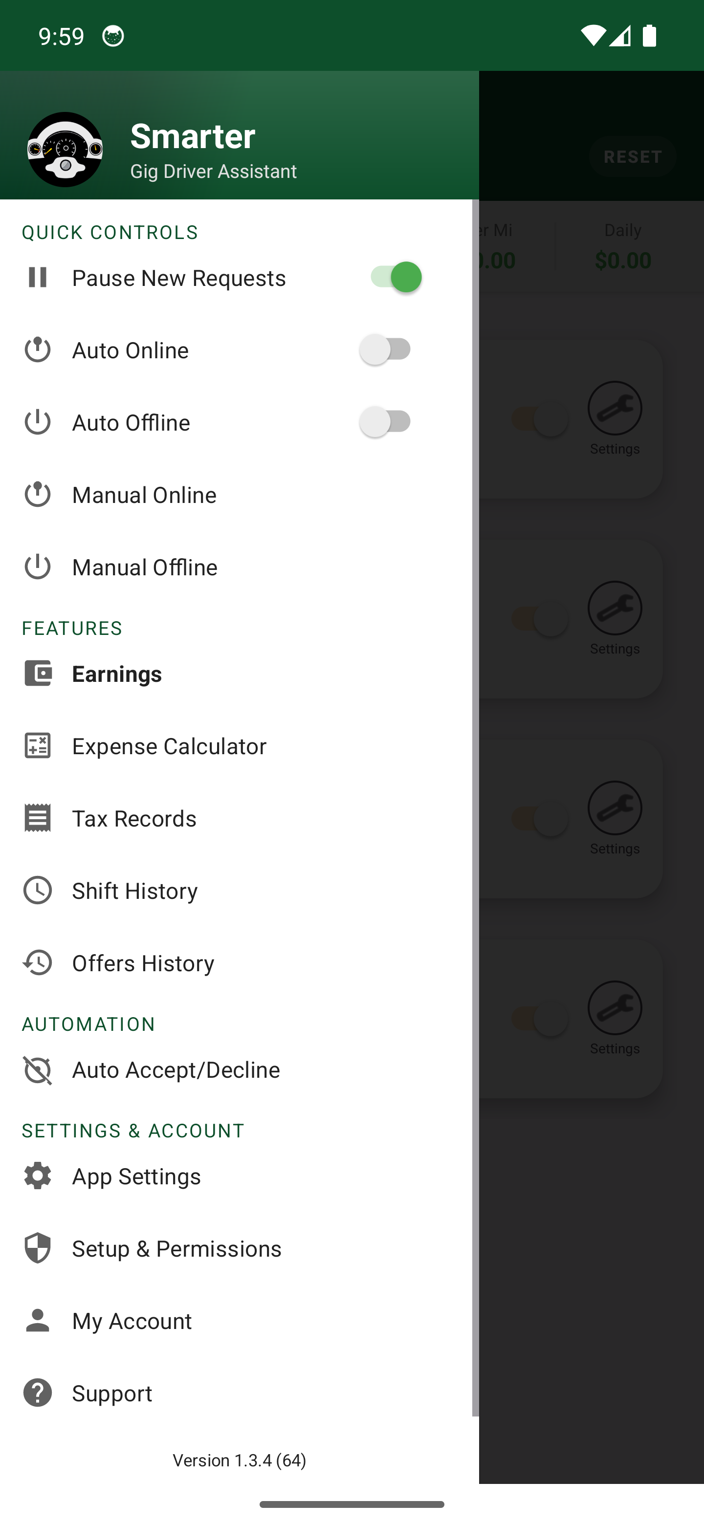 Current Smarter driver tools and automation menu